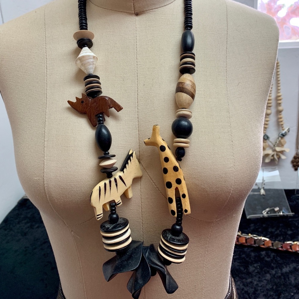 Safari Animal Handcrafted Wood Necklace